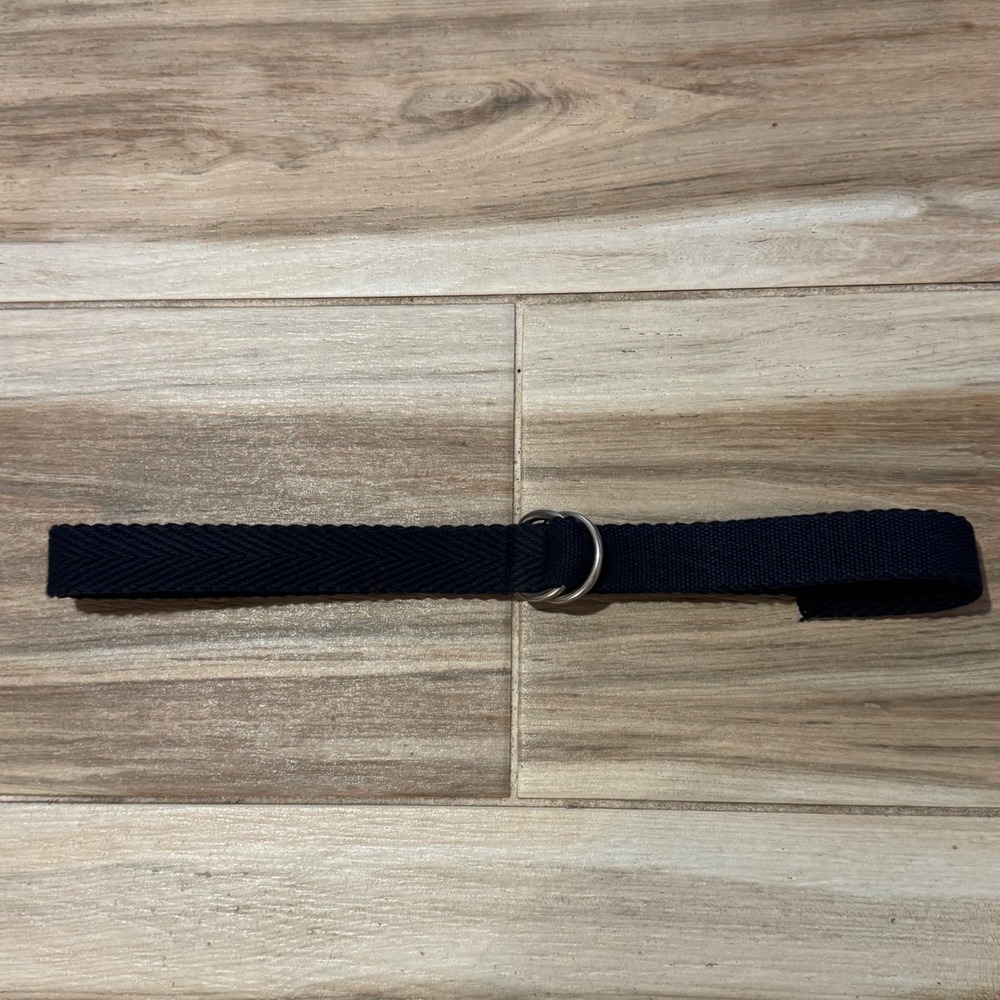 Vintage Polo Ralph Lauren Navy Woven Canvas D-Ring Belt Made in USA Size 36/38